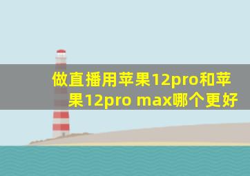 做直播用苹果12pro和苹果12pro max哪个更好